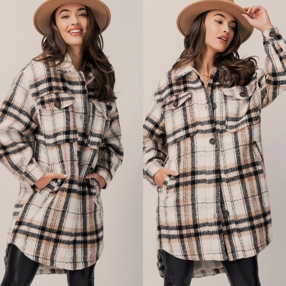 🆕longline plaid shacket - Picture 3 of 6